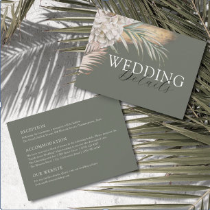 Carte D'accompagnement Détails de mariage floraux et palmiers beige tropi