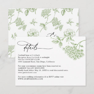 Carte D'accompagnement Détails de mariage floraux verts classiques victor