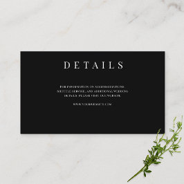 Carte D'accompagnement Détails de mariage formel simple noir et blanc