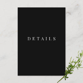 Carte D'accompagnement Détails de mariage formels simples noir et blanc