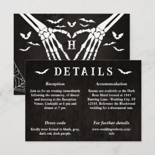 Carte D'accompagnement Détails de mariage gothique au cœur de squelette n