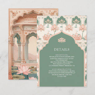 Carte D'accompagnement Détails de mariage indien au jardin de lotus vert