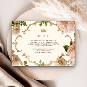 Carte D'accompagnement Détails de mariage indien de roses roses blush roy