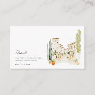 Carte D'accompagnement Détails de mariage italien à l'aquarelle en Toscan