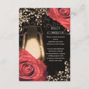 Carte D'accompagnement Détails de mariage Lanterne Rustique Rouge aux Ros