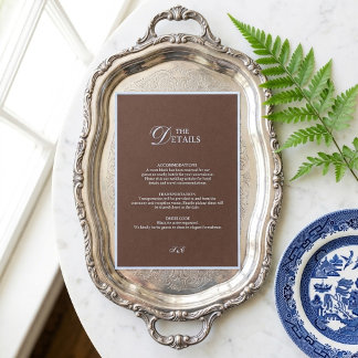Carte D'accompagnement Détails de mariage marron chocolat bleu