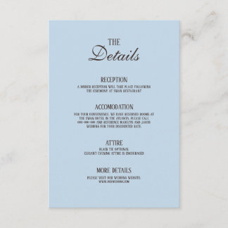 Carte D'accompagnement Détails de mariage marron et bleu