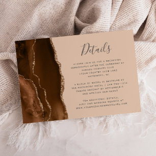 Carte D'accompagnement Détails de mariage Marron Moka Agate Doré Tan