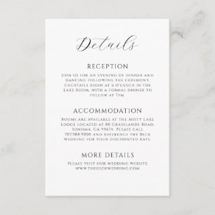 Carte D'accompagnement Détails de Mariage Minimaliste