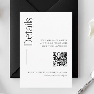 Carte D'accompagnement Détails de mariage minimalistes en noir et blanc C