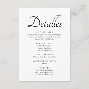 Carte D'accompagnement Détails de mariage minimalistes et modernes en lan