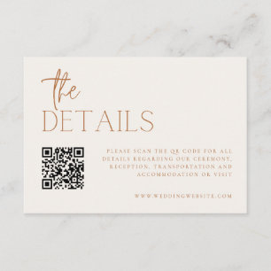 Carte D'accompagnement Détails de mariage minimalistes terreux QR Code