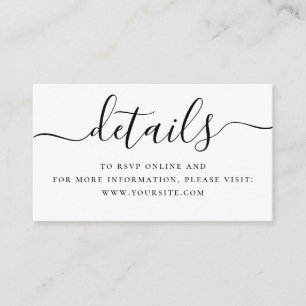 Carte D'accompagnement Détails de mariage minimaux + Code QR Script sim