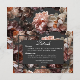 Carte D'accompagnement Détails de mariage moderne avec fleur de pivoine s