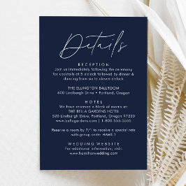Carte D'accompagnement Détails de Mariage Moderne Écriture Navy