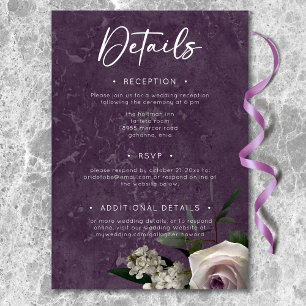 Carte D'accompagnement Détails de mariage moderne floral élégant violet p