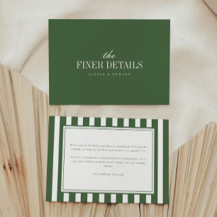 Carte D'accompagnement Détails de mariage modernes minimaux à rayures ver