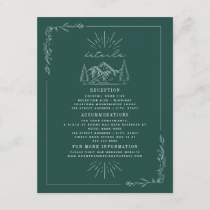 Carte D'accompagnement Détails de mariage montagnes teal Art en ligne