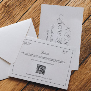 Carte D'accompagnement Détails de mariage noir et blanc Old Money