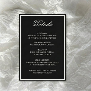 Carte D'accompagnement Détails de mariage noir Luxe discret
