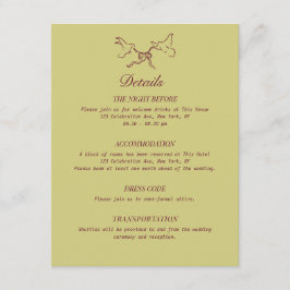 Carte D'accompagnement Détails de mariage oiseaux illustrés