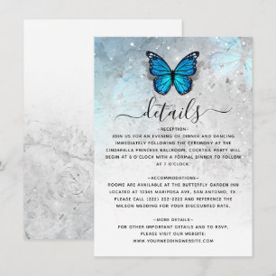 Carte D'accompagnement Détails de mariage papillon bleu élégant