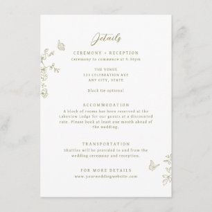 Carte D'accompagnement Détails de mariage papillons de la ligne florale