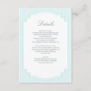 Carte D'accompagnement Détails de mariage rayés bleu pastel classique