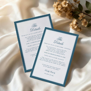 Carte D'accompagnement Détails de mariage rayure bleue Old Money Côtière