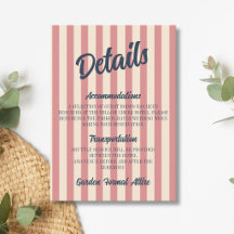 Détails de mariage rayures rose pastel bleu marine