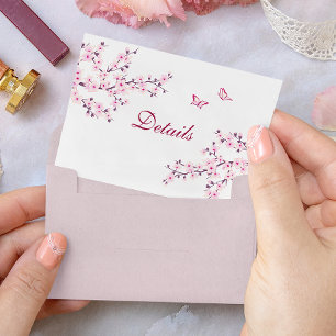 Carte D'accompagnement Détails de mariage rose blanc de fleur de cerisier