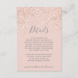 Carte D'accompagnement Détails de mariage rose doré pailleté rose gris