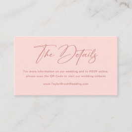 Carte D'accompagnement Détails de mariage rose pâle élégants