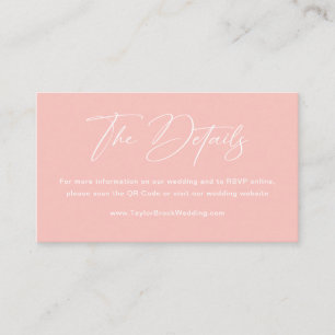 Carte D'accompagnement Détails de mariage rose pastel de printemps