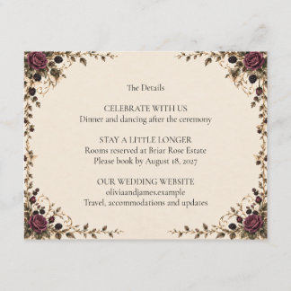 Carte D'accompagnement Détails de mariage Rose Plum de minuit Once Upon a