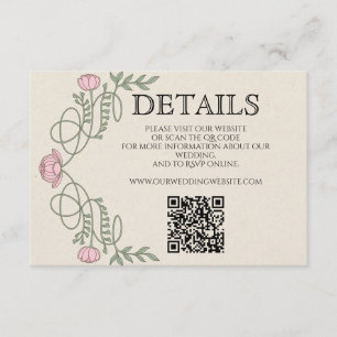 Carte D'accompagnement Détails de mariage rose poudré Art Nouveau Site We