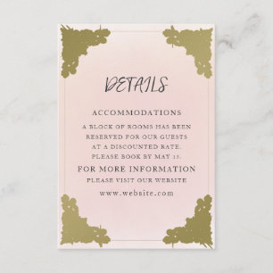 Carte D'accompagnement Détails de mariage rose poudré vintage