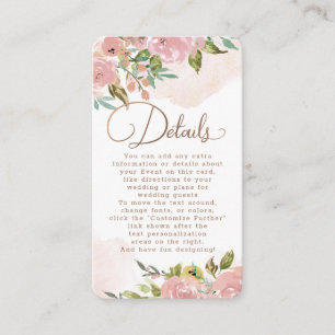 Carte D'accompagnement Détails de mariage Rose Vintage Rose séduisante en