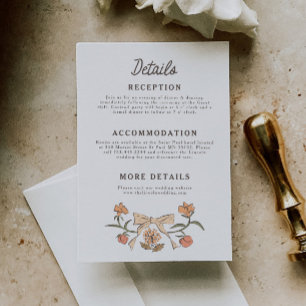Carte D'accompagnement Détails de mariage Rubans rustiques et Fleurs