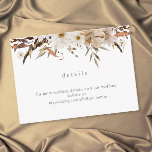 Carte D'accompagnement Détails de mariage rustique neutre boho automnal f