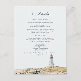 Carte D'accompagnement Détails de mariage sérif Lighthouse Shore nautique