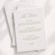Détails de mariage simple vert Code vestimentaire
