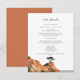 Carte D'accompagnement Détails de mariage sur la côte de Big Sur au cyprè