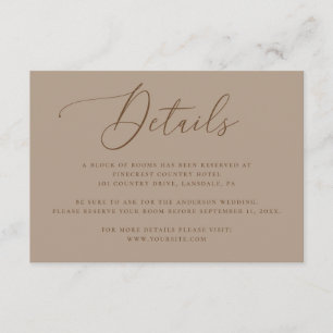 Carte D'accompagnement Détails de mariage Taupe Poussiéreux Hébergement