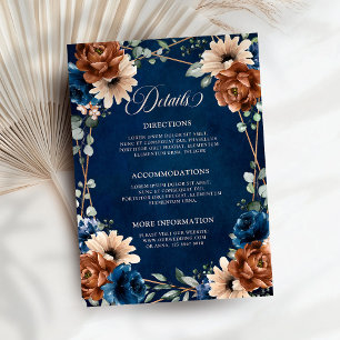 Carte D'accompagnement Détails de mariage Terracotta Navy Blue Greenery E