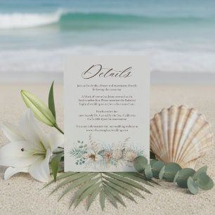 Carte D'accompagnement Détails de mariage tropical boho plage