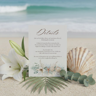 Carte D'accompagnement Détails de mariage tropical boho plage