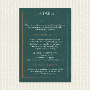 Carte D'accompagnement Détails de mariage Vintage Coastal Ocean Retro Sun