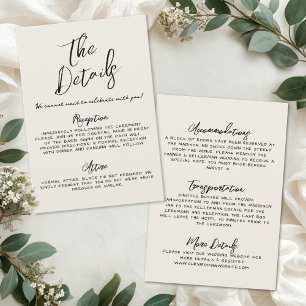 Carte D'accompagnement Détails de mariage vintage simples dessinés à la m