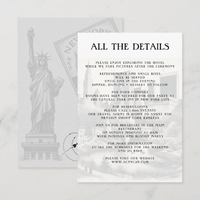 Carte D'accompagnement Détails de passeport de New York City (Devant / Derrière)